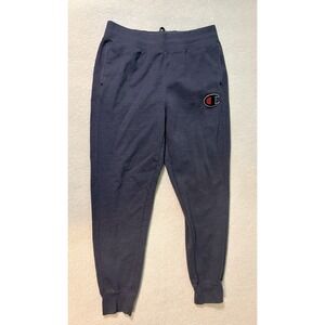 Champion Sweatpants Mens Large Gray Reverse Weave Joggers C Logo Patch Fleece